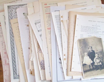 Vintage Paper Ephemera Pack Book Paper 100 Pages Mixed Lot Music Dictionary Fiction Non-Fiction Children Vintage Images and Photos