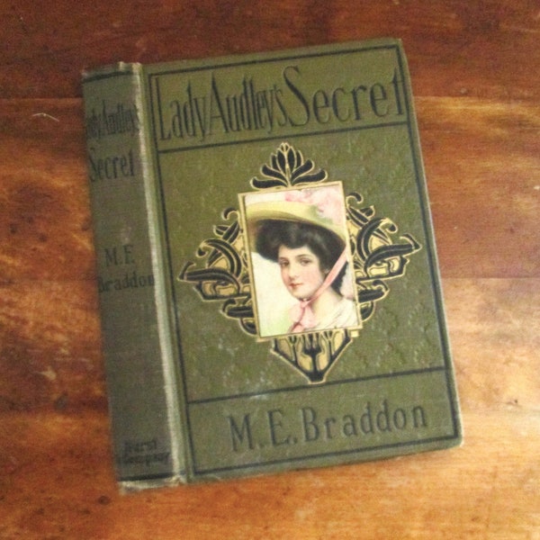 Antique Edwardian 1900 Lady Audley's Secret ~ Book Cover Book Boards with Title Page ~ Unique Antique Cover for a Journal