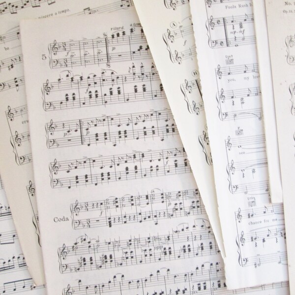 Vintage Antique Music Paper 20 Pages Instrumentral Lyrical Collage Journaling Scrapbooking Wedding Decor Paper Flowers Paper Arts & Crafts