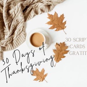 30 dagen afdrukbare bijbelverzenkaarten van dankbaarheid voor Thanksgiving en een afdrukbaar persoonlijk reflectiedagboek