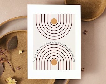 Printable &#39;On a Scale From One to Amazing You&#39;re Freaking Awesome&#39; Minimalist Art Greeting Card