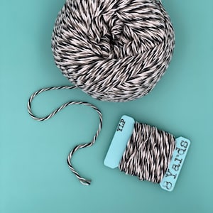 Midweight Cotton Baker&#39;s Twine in Beige White and Black Twist