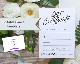 Editable Gift Certificate For Small Business Via Canva
