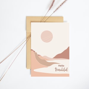 Afdrukbare Hallo mooie minimalistische kunst wenskaart