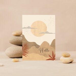 Tarjeta de felicitación de arte minimalista del desierto imprimible