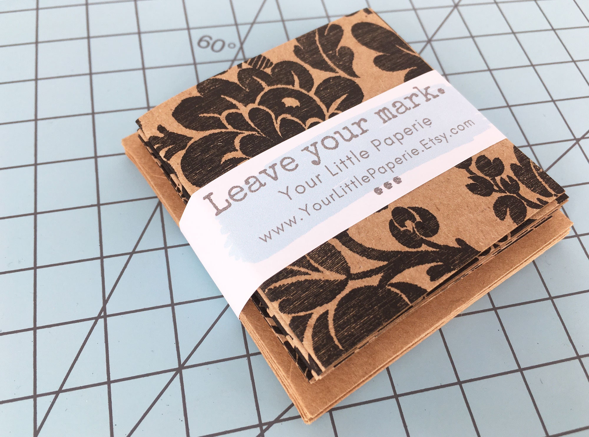 Floral Abstract Kraft Mini Cards Set of 8 - Etsy