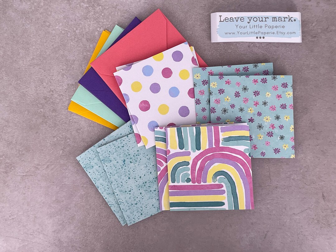 Geometric Floral Mix Mini Cards Set of 8 - Etsy