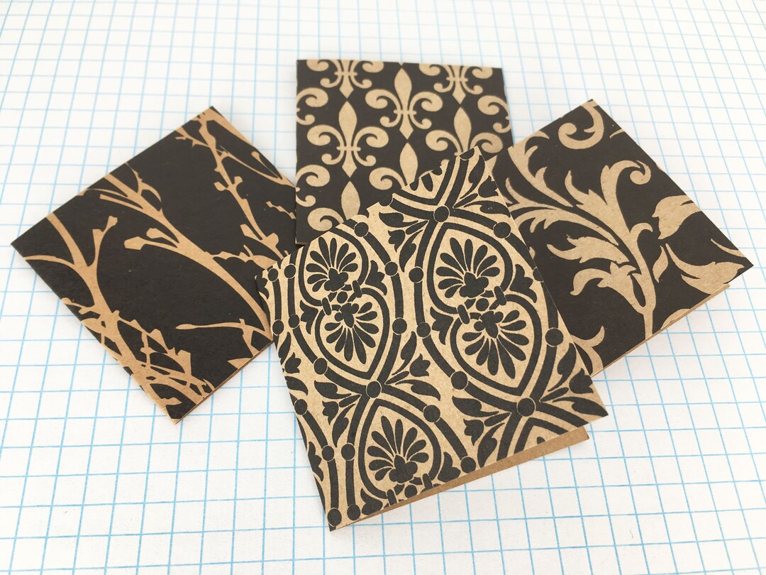 Geometric and Floral Kraft Mini Cards Set of 8 - Etsy