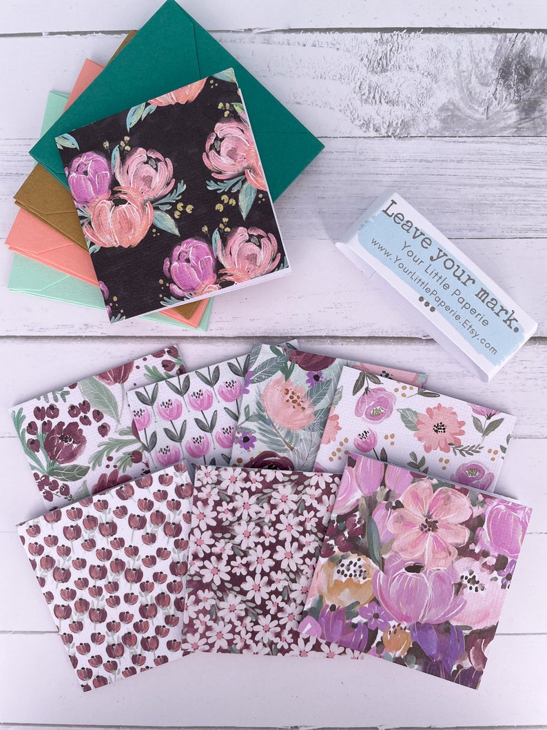 Floral Mix Mini Cards Set of 8 - Etsy