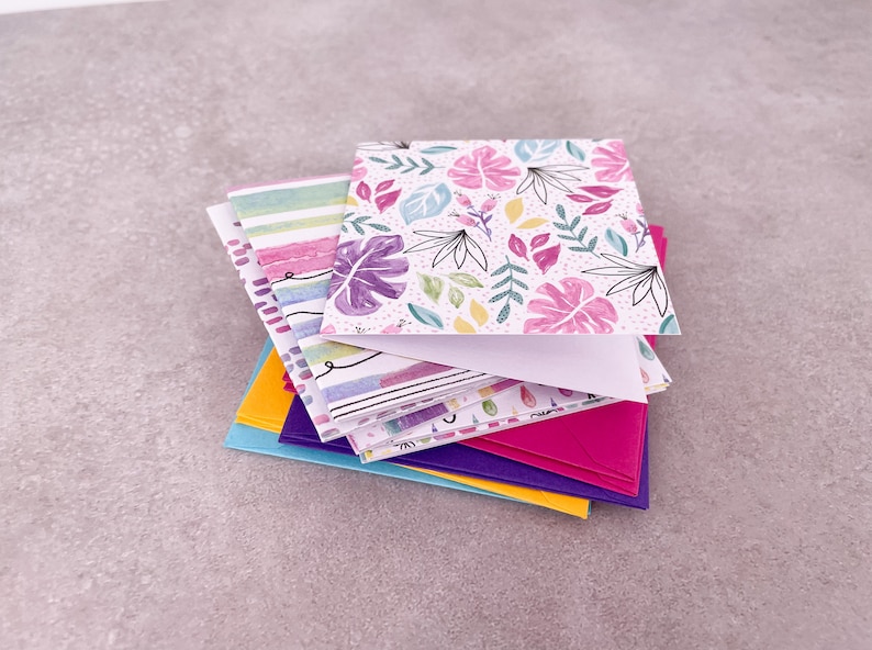 Bright Raindrops and Flora Mix Mini Cards Set of 8 - Etsy