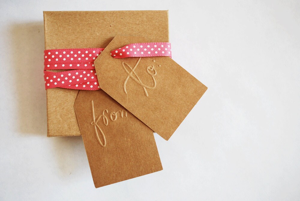 To and From Embossed Gift Tags Etsy