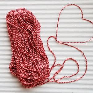 Red and Off-White Thick and Loose Cotton Twine 4 Yards