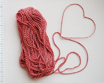 Red and Off-White Thick and Loose Cotton Twine 4 Yards