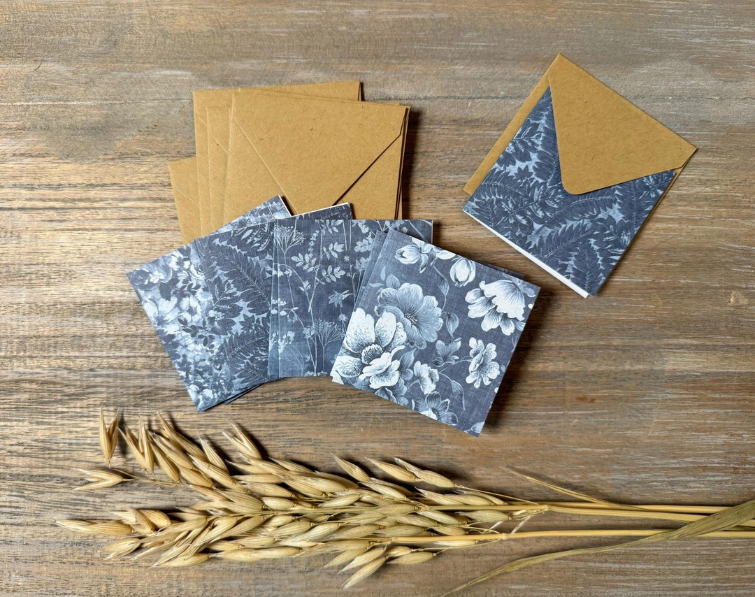 Denim Blue Farmhouse Floral Mini Cards Set of 8 - Etsy