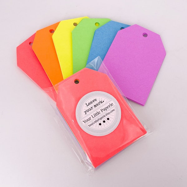 Bright Neon Tags Set of 24