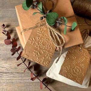 Embossed Holiday Gift Tags - 25 Paper Tags Snowflakes