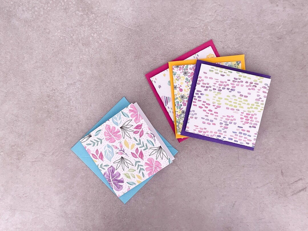 Bright Raindrops and Flora Mix Mini Cards Set of 8 - Etsy