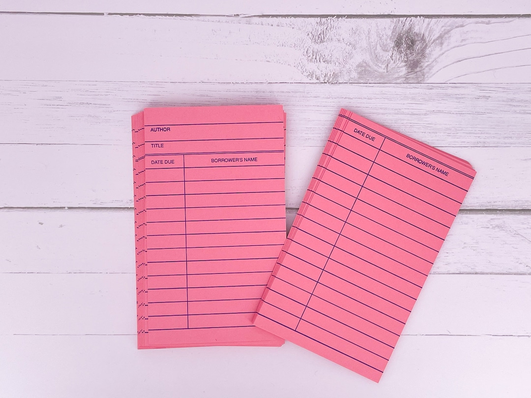 LIMITED Dark Pink Red Library Cardstock Cards - Etsy