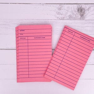 LIMITÉE Cartes de bibliothèque rouge rose foncé avec NOUVELLES options de poche