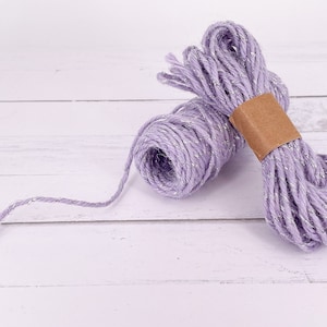 NUOVA corda di iuta grezza intrecciata lilla viola e argento