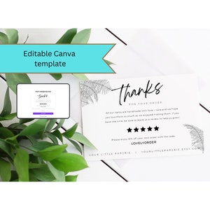 Cartes de remerciement Fern modifiables pour les petites entreprises via Canva
