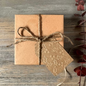 Embossed Holiday Gift Tags - 25 Paper Tags Holly