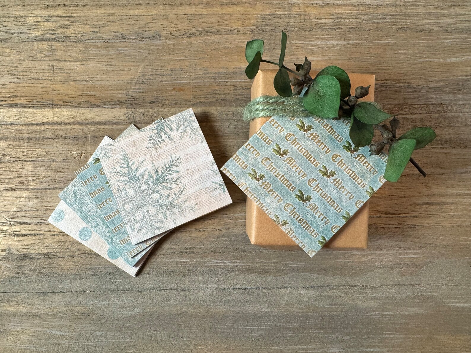 Vintage Inspired Blue Christmas Mini Cards Set of 8 - Etsy