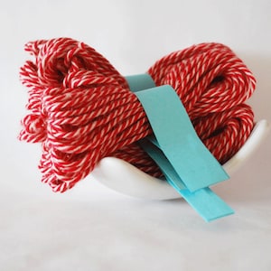Red and Off-White Thick and Loose Cotton Twine 8 Yards
