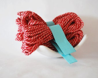 Red and Off-White Thick and Loose Cotton Twine 8 Yards