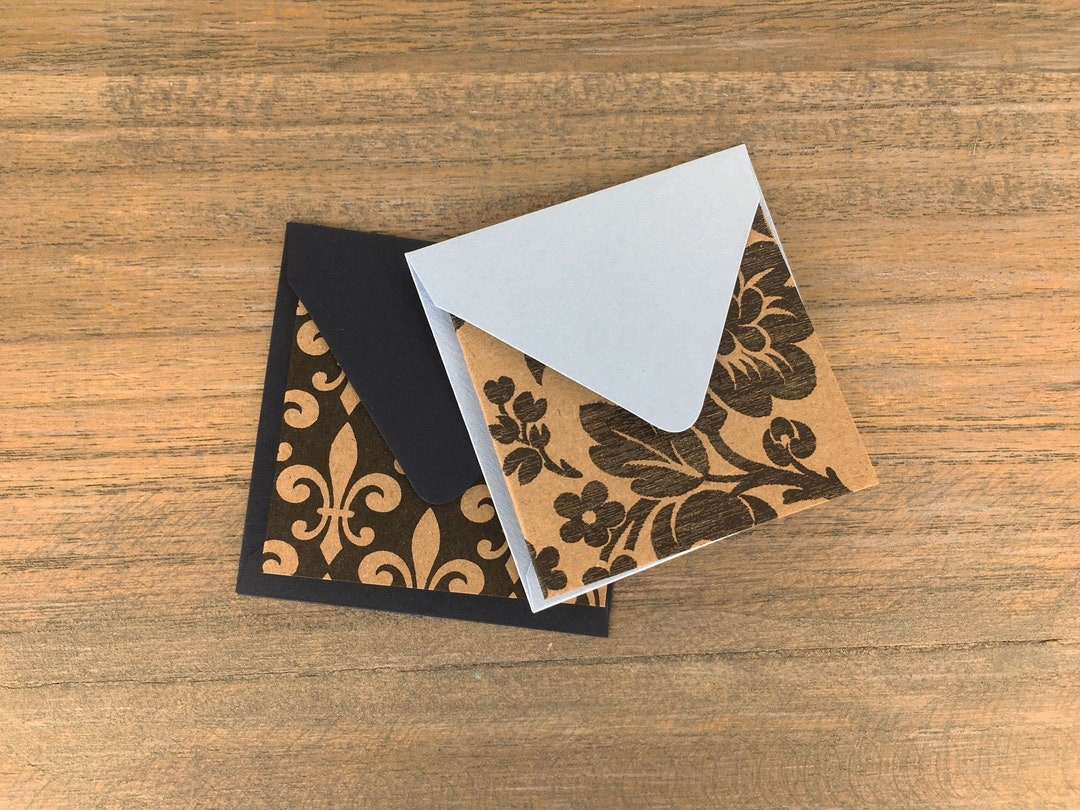 Floral and Fleur De Lis Kraft Mini Cards Set of 8 - Etsy