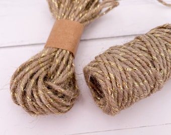 NEW Natural Jute and Gold Twisted Rough Jute Rope