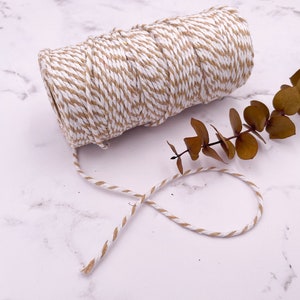 Thick Matte Golden Tan and White Baker&#39;s Twine in Tight Twist