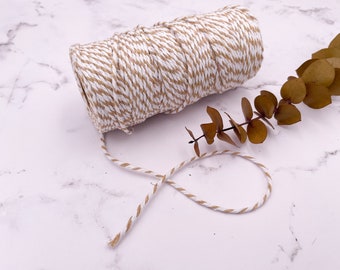 Thick Matte Golden Tan and White Baker&#39;s Twine in Tight Twist