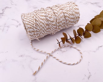 Thick Matte Golden Tan and White Baker's Twine in Tight Twist