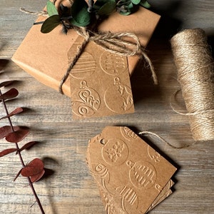 Embossed Holiday Gift Tags - 25 Paper Tags Tree Ornaments