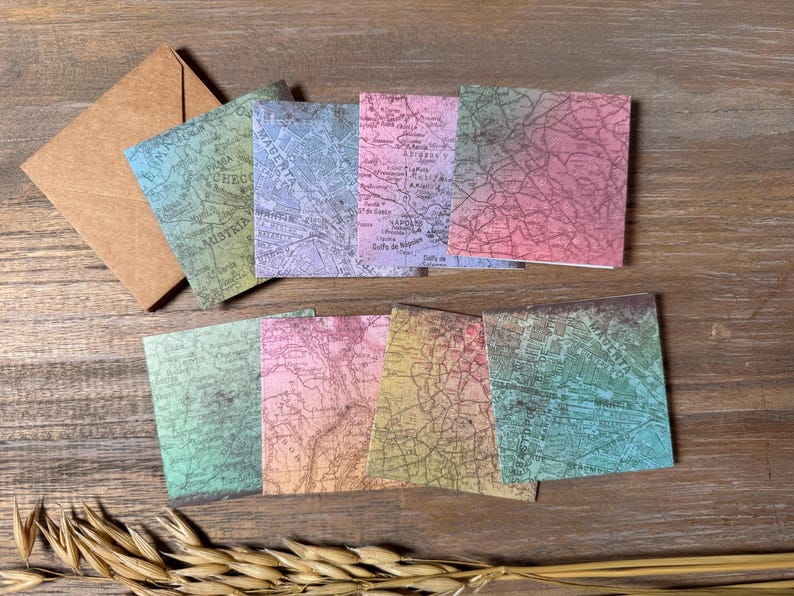 Pastel Rainbow Map Mini Cards Set of 8 - Etsy