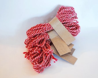 Red and Off-White Thick and Loose Cotton Twine 4 Yards