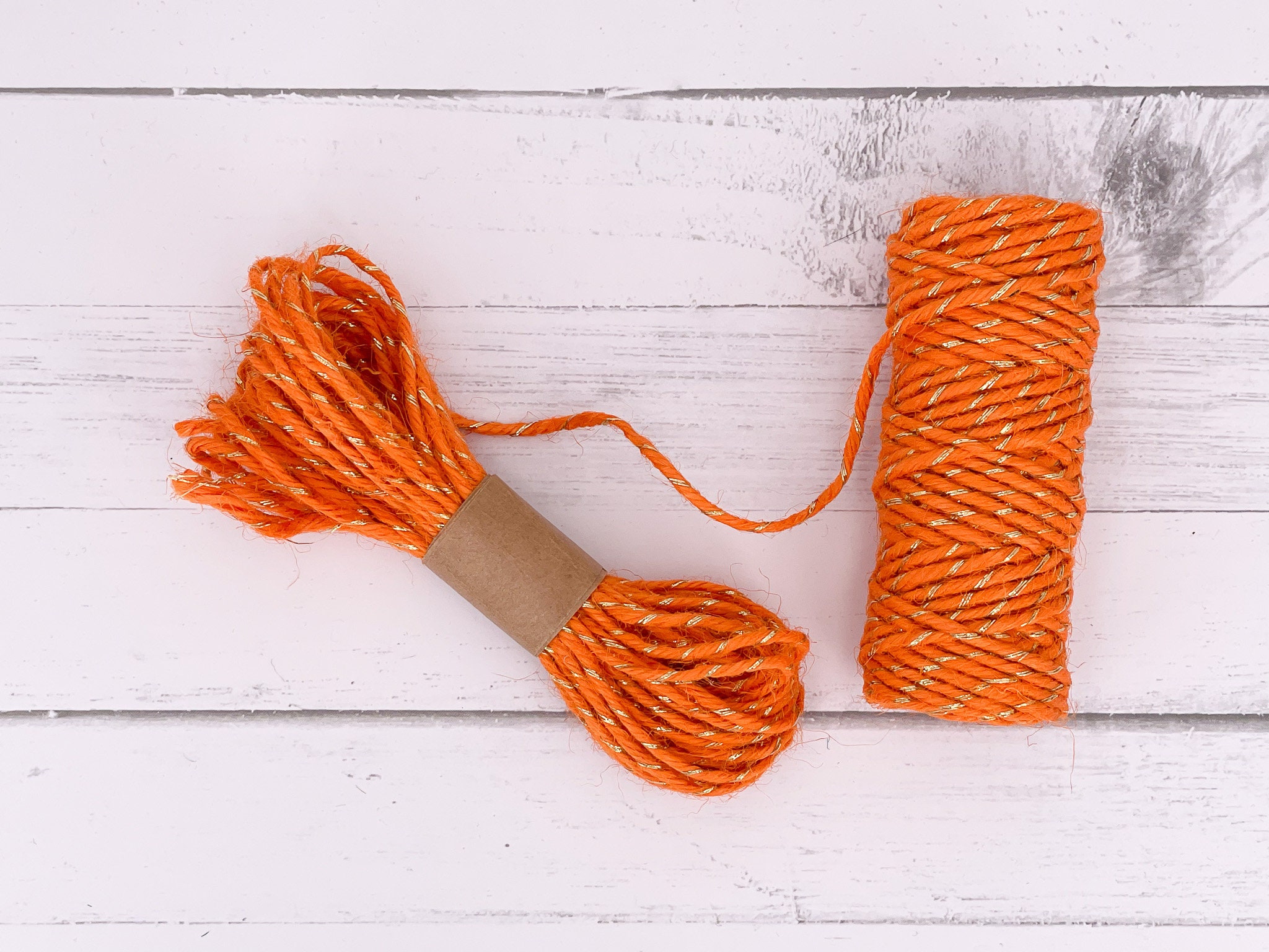Orange and Gold-Colored Jute Twine