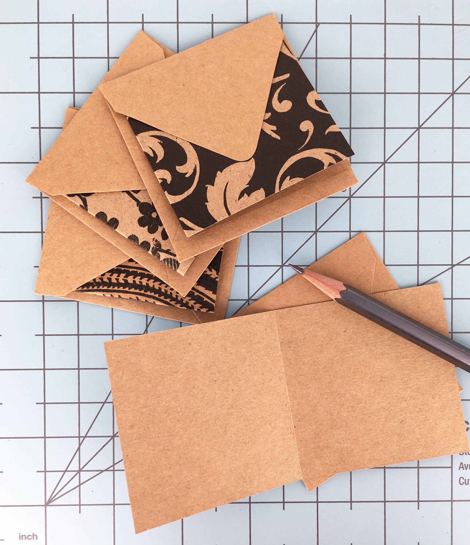 Floral Abstract Kraft Mini Cards Set of 8 - Etsy