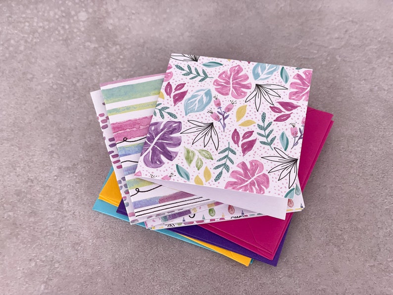 Bright Raindrops and Flora Mix Mini Cards Set of 8 - Etsy
