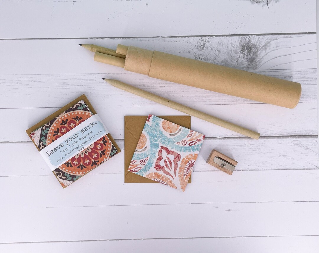Orange Red and Teal Abstract Mini Cards Set of 8 - Etsy