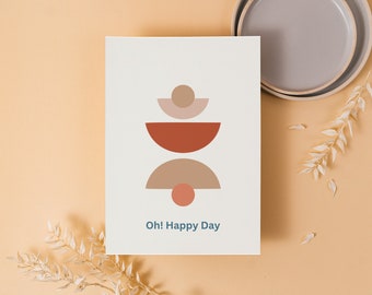 Printable Oh! Happy Day  Minimalist Art Greeting Card