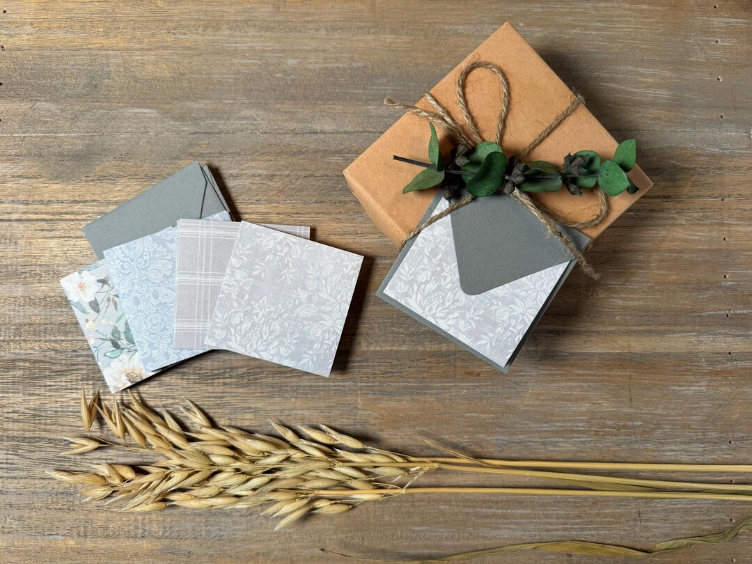 Grey Farmhouse Floral Mini Cards Set of 8 - Etsy