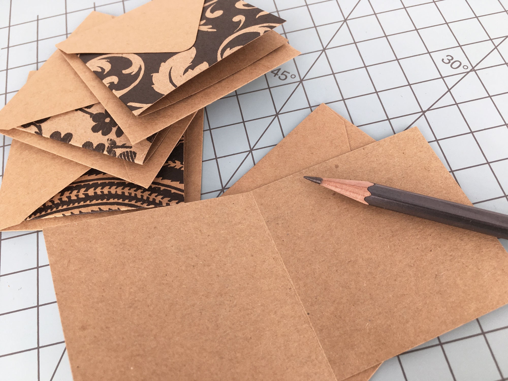 Floral Abstract Kraft Mini Cards set of 8