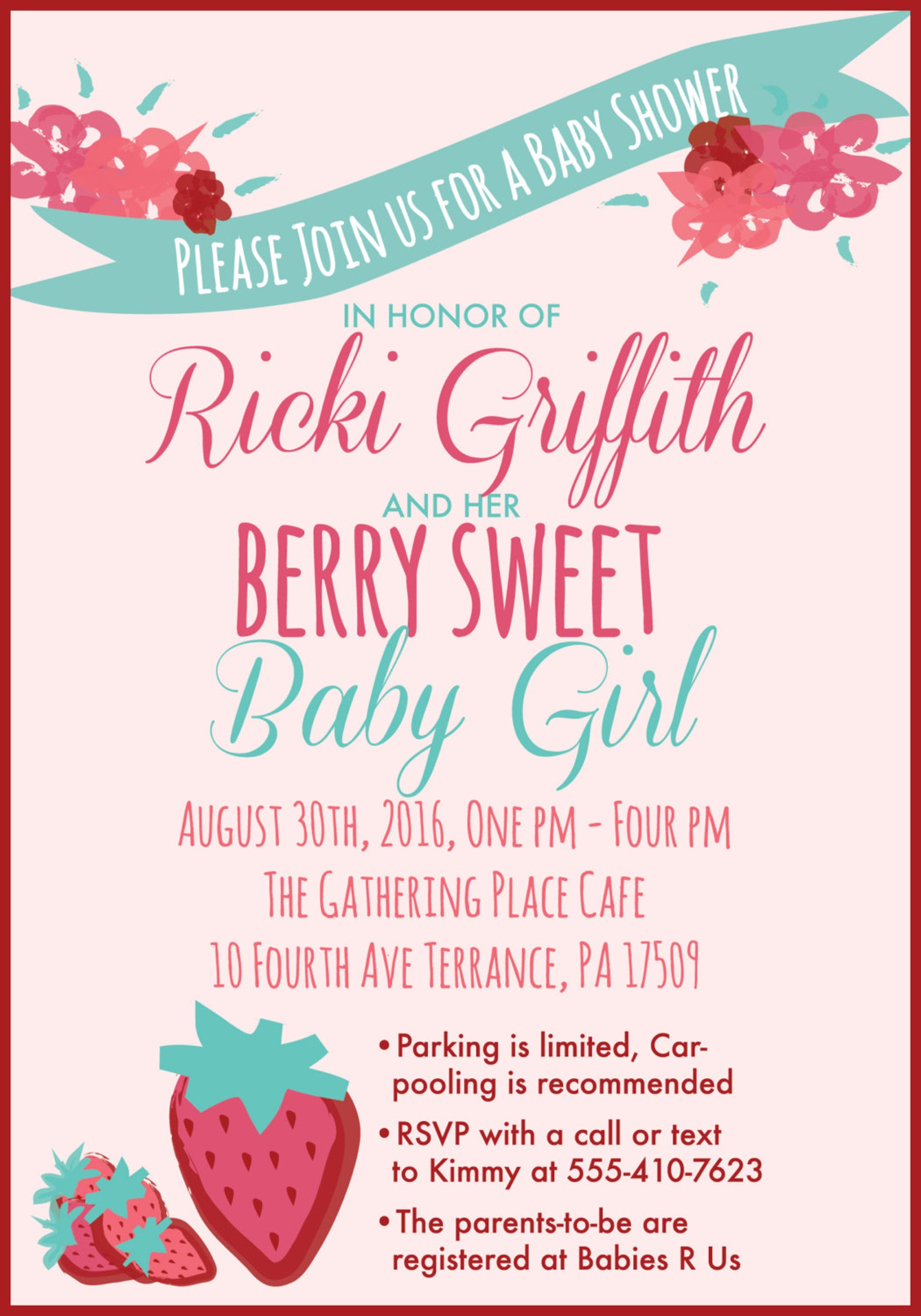 Berry Sweet Baby Shower Invitation Etsy Canada