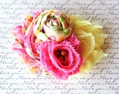 Pink and Yellow Newborn Headband ,Baby Headband, Toddler Headband, Girls Headband, Teen Hair Clip,  Adult Hair Clip, Photo Prop!