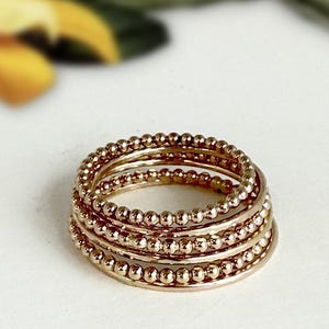 Stacking Boho And Thin Midi Ring, sterling silver or gold filled, beaded, smooth, hammered, handmade