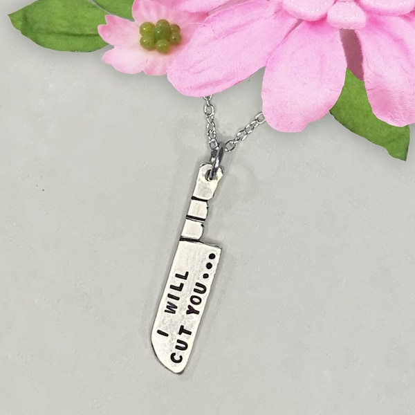 I Will Cut You Cleaver Funny Necklace, Hand-Stamped, Handmade, Sassy Humor, Funny Gift