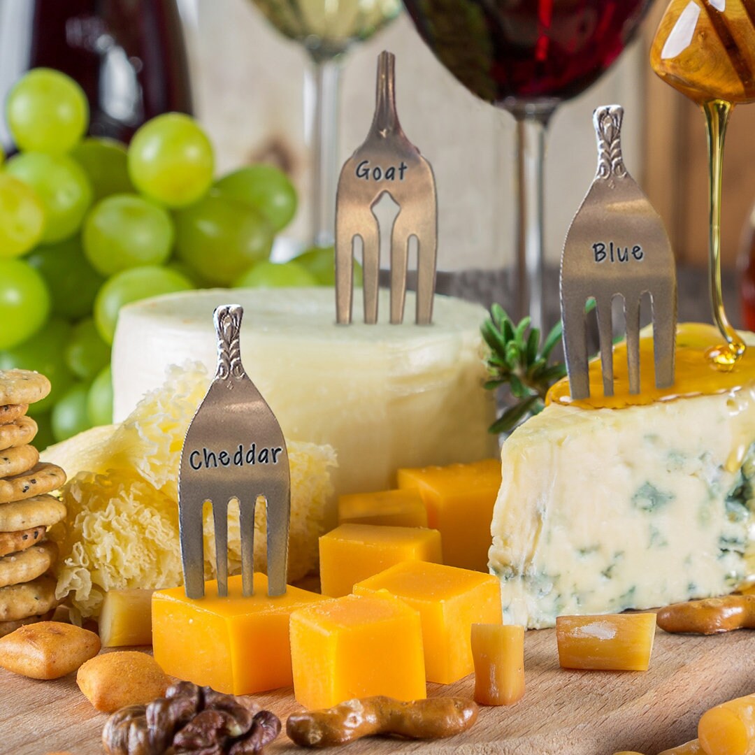 Charming Custom Cheese Marker Forks, Meat Label Forks, Handstamped, Up
