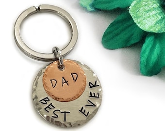 Best Dad Ever Key Ring, Hand-Stamped, Father's Day, Birthday, Gift